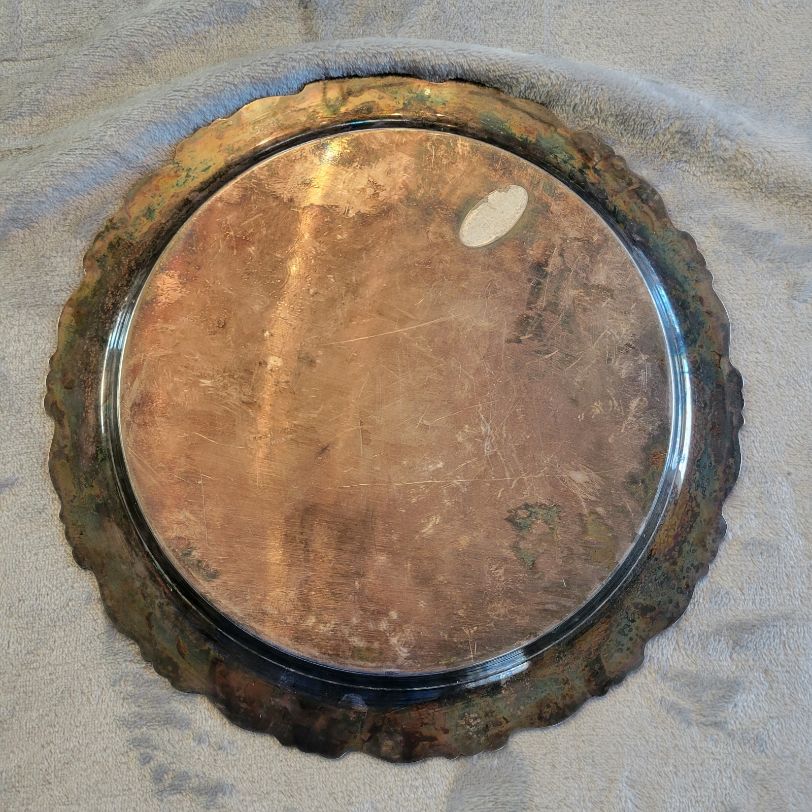 Vtg Silver Plated Serving Tray Ornate Edge Scroll Designs USA Cottagecore Patena