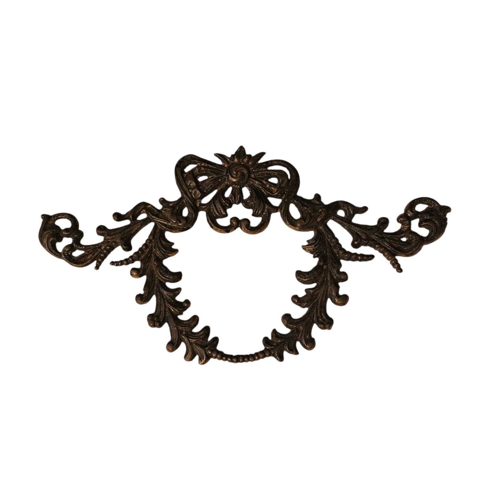 Vintage French Ormolu Pediment Wreath Art Nouveau Baroque Rococo Frame