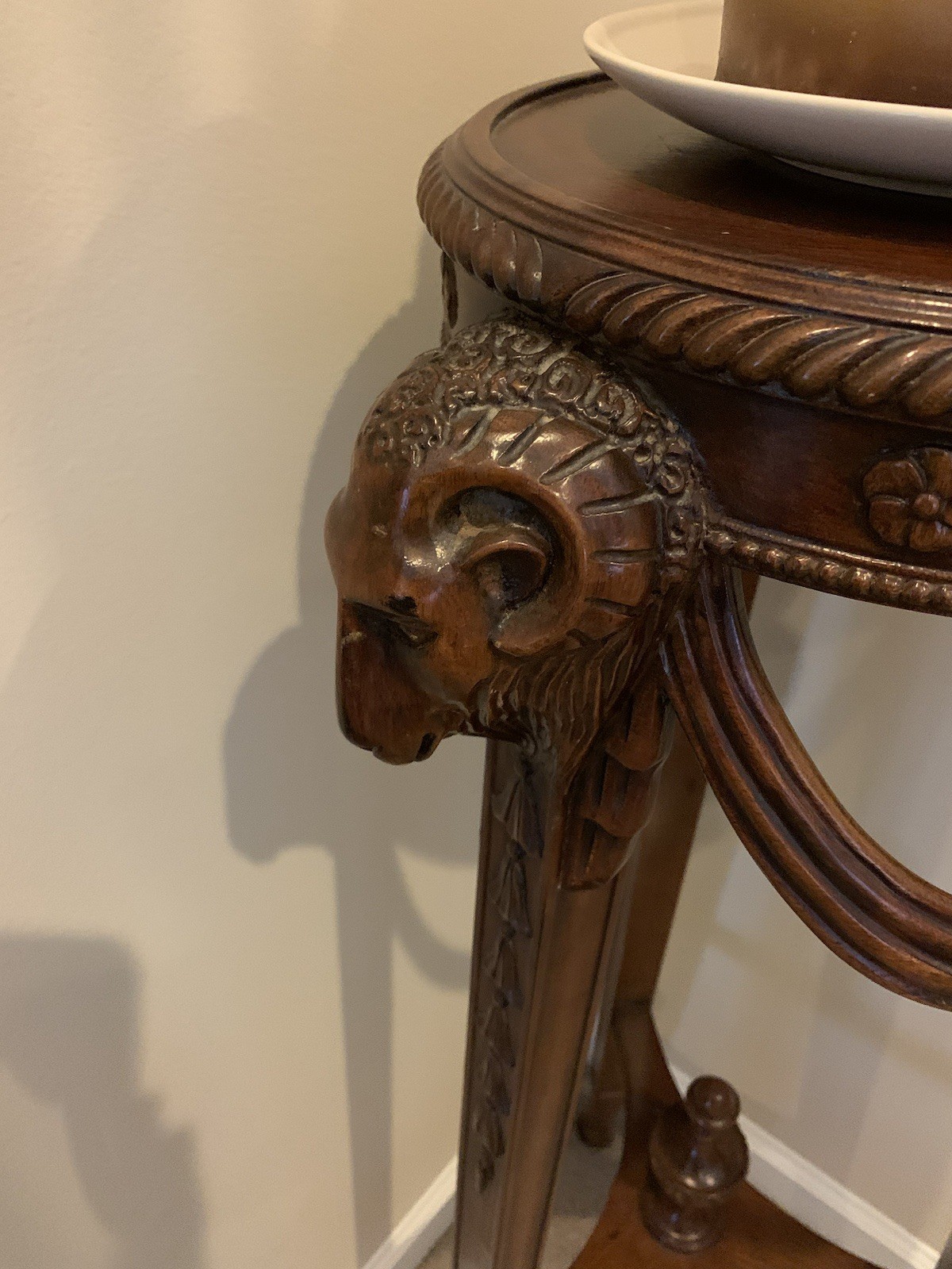 A Very Rare Antique Rams Head And Feet Occational Table 42” Tall