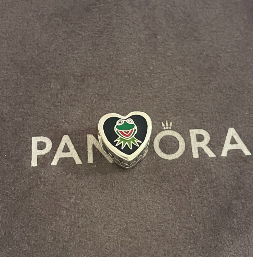 Muppets Kermit Dangle Charm Heart Bead by Pandora S925 Sterling Silver Pre-owned