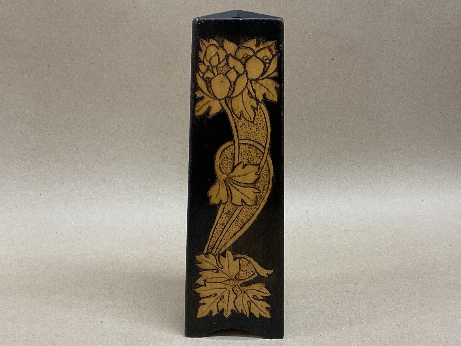 Arts And Crafts Pokerwork Vase Antique Victorian 32cm C1890