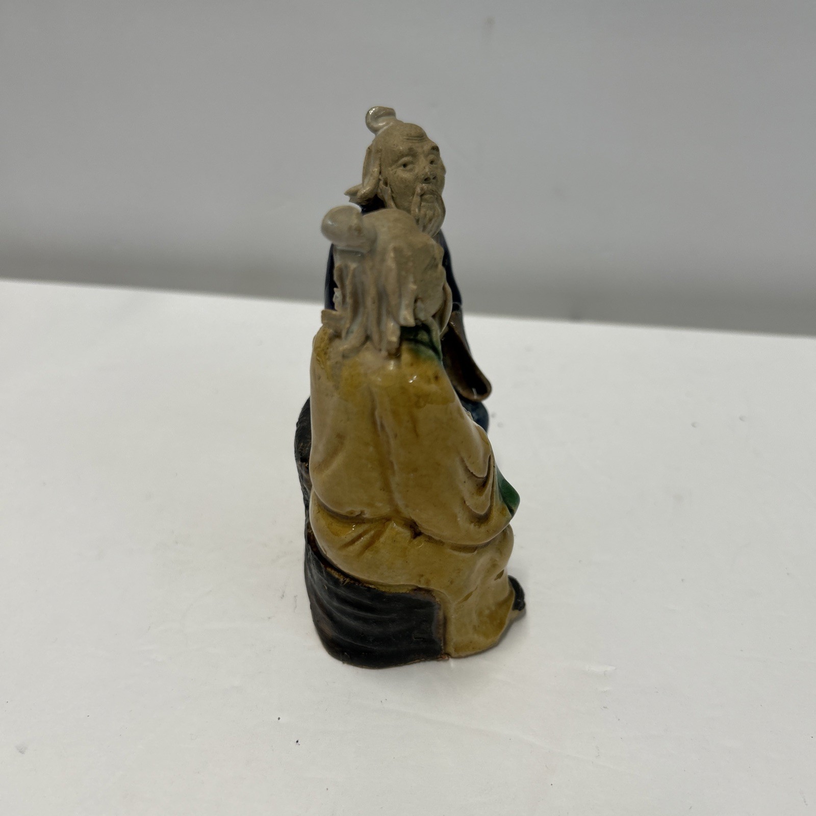 4.5” Inch Tall Antique Chinese Mud Men Man Figure Scholar Wiseman Game Sitting