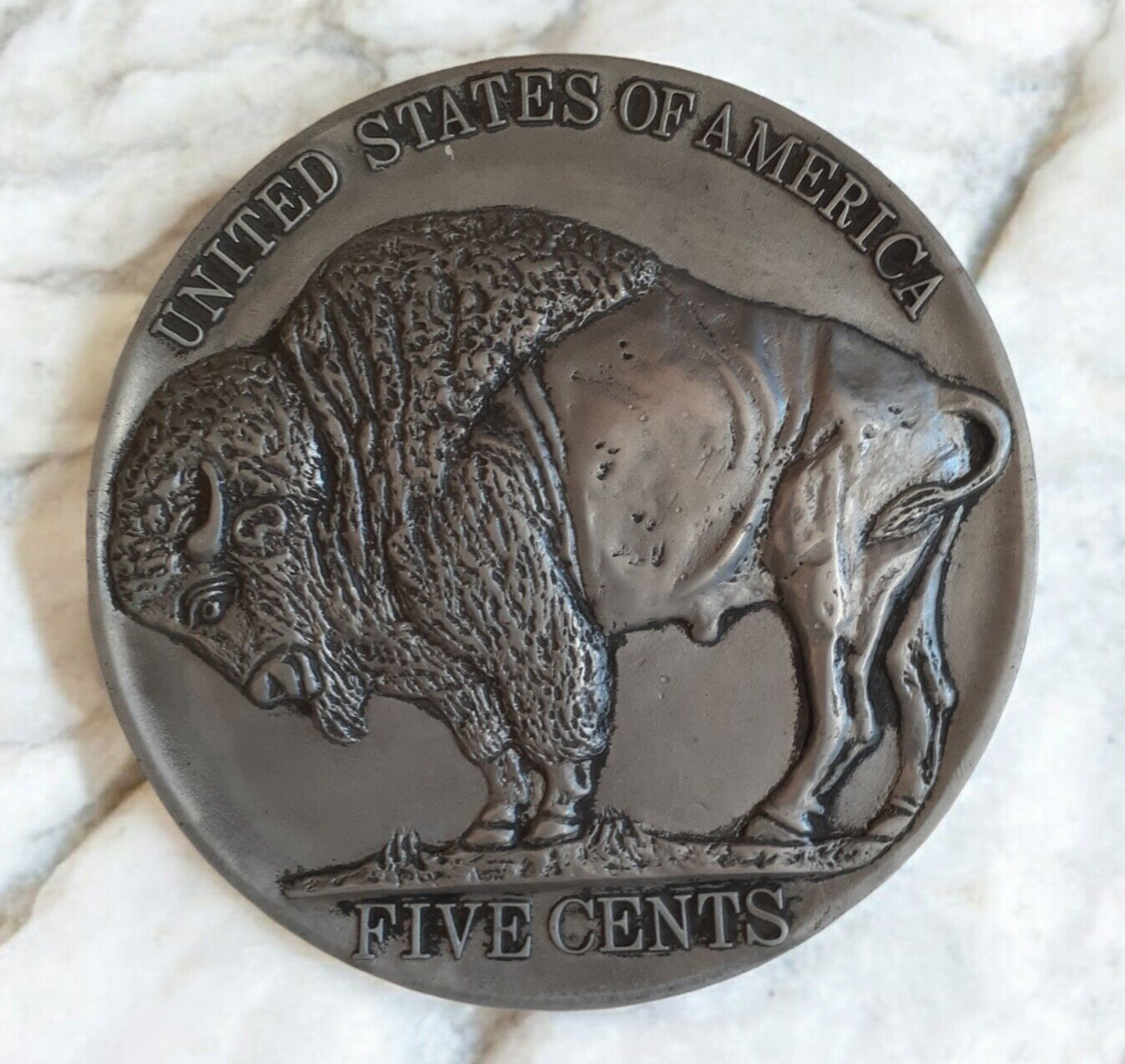 12″ Giant Wall Hanging American Buffalo Nickel Coin 1972 Grandview Aluminum RARE