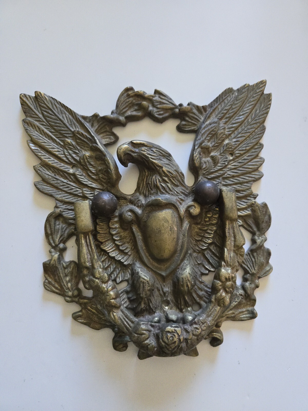 VINTAGE Victorian Solid Brass Hand Forged Patriotic American Eagle Door Knocker