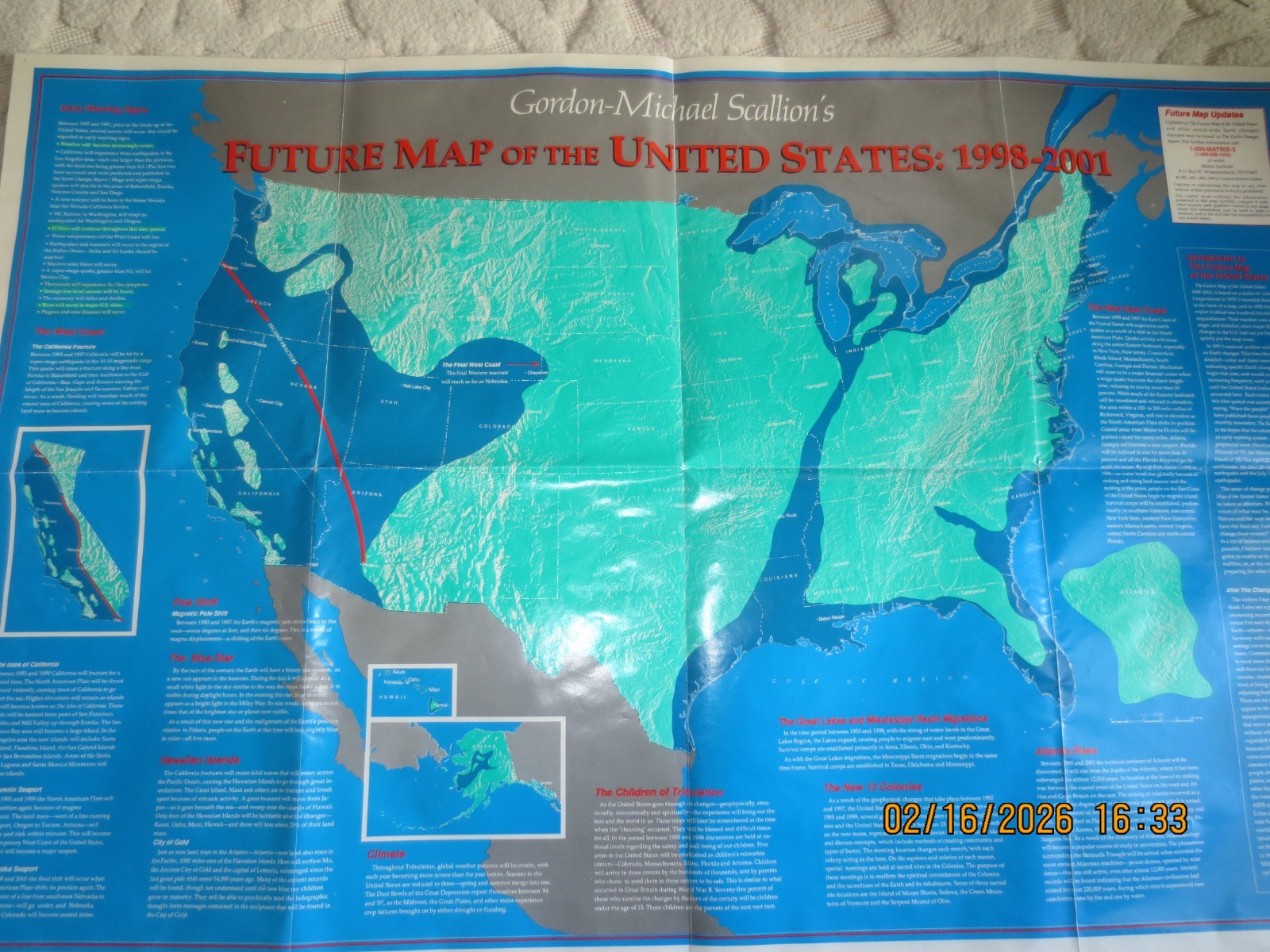 The Future Map of the United States by Gordon Michael Scallion, Approx. 22X33