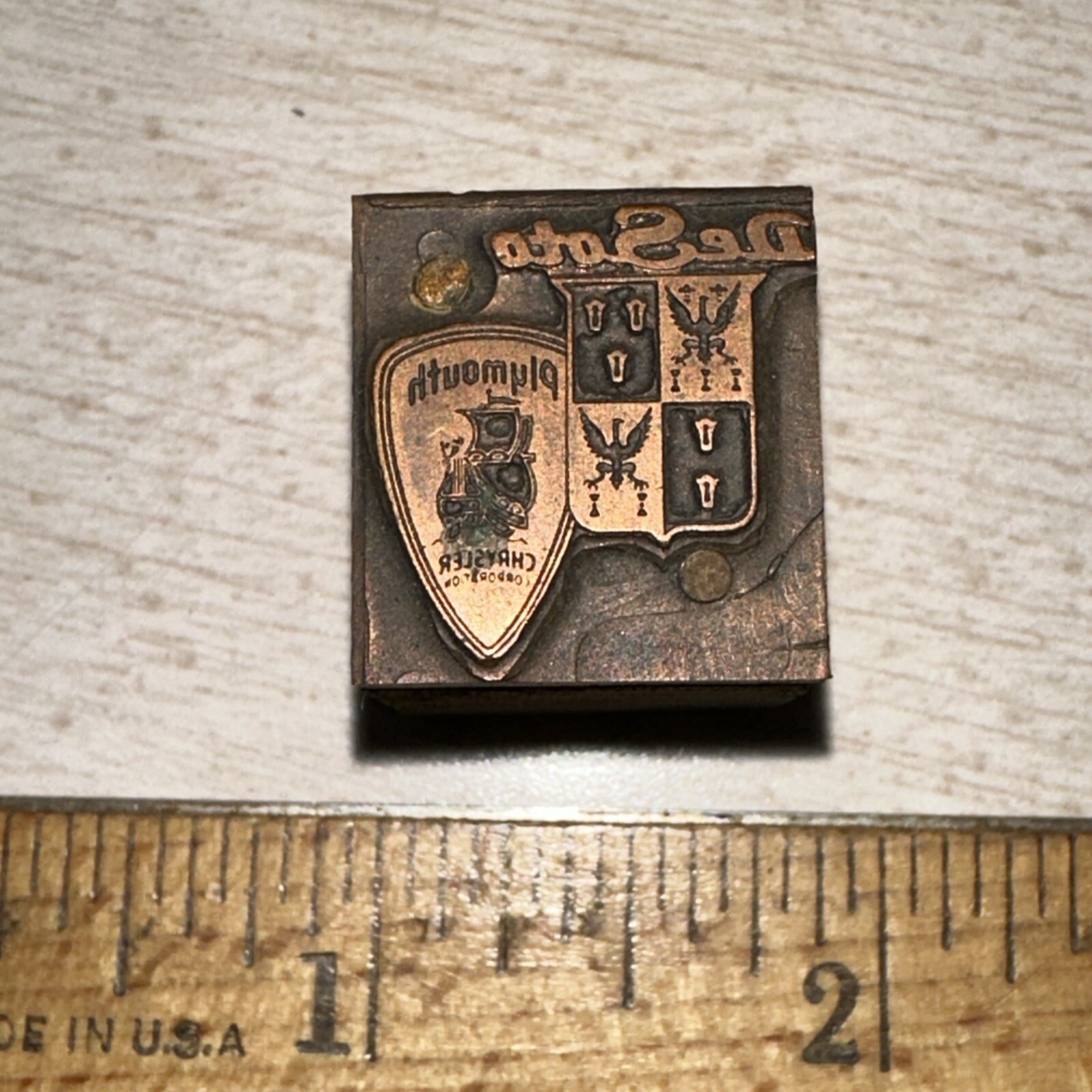 Printing Block “ Desoto Chrysler Plymouth “ Copper Face