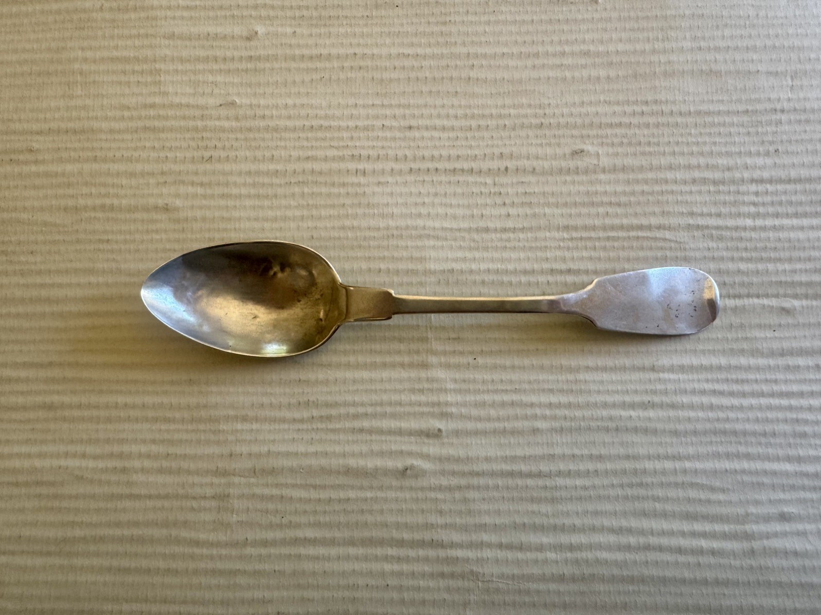 ANTIQUE VINTAGE COLLECTABLE COIN SILVER SPOON 6” MONO FIDDLE HANDLED 24g