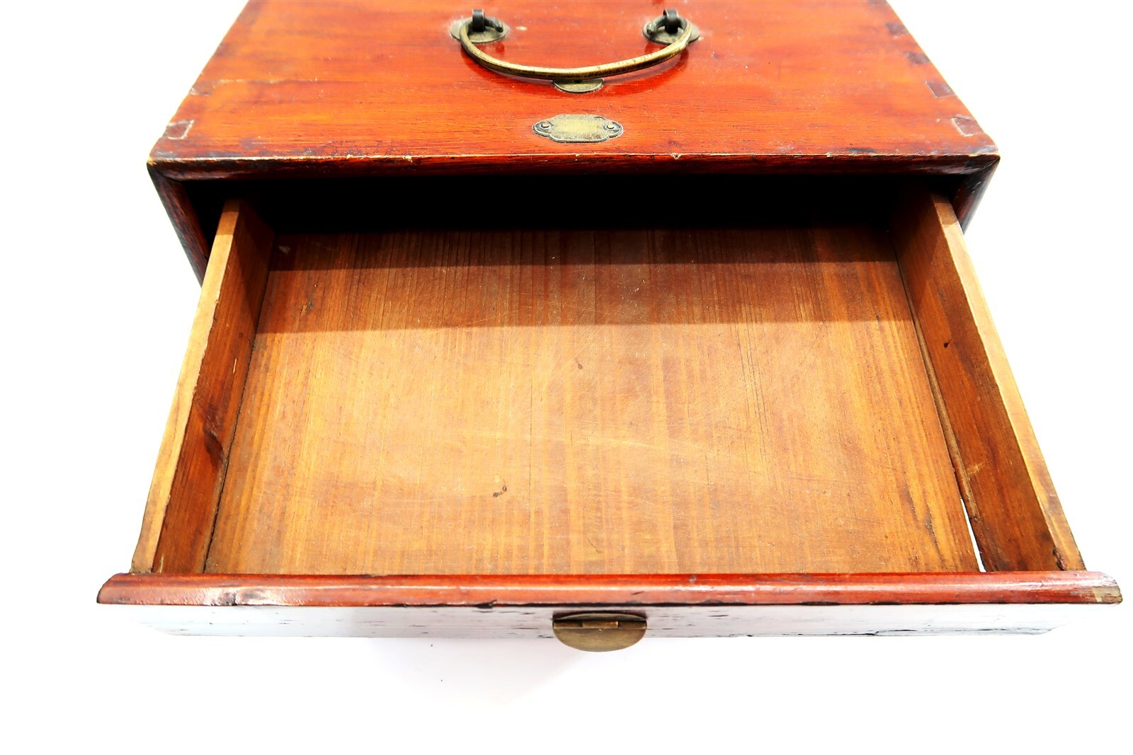 Antique CHINESE TABLE DESK With Skeleton Key Dovetailed Wood 4 Drawers 12″ x 10″