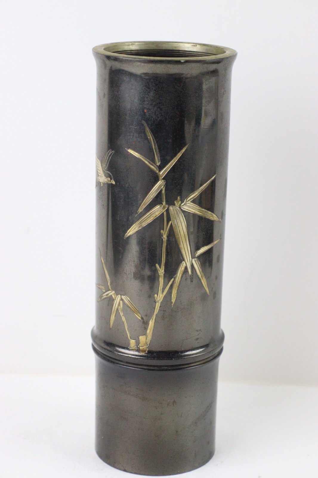 Japanese bronze bamboo shape vase 9.5″ HCV26 #48