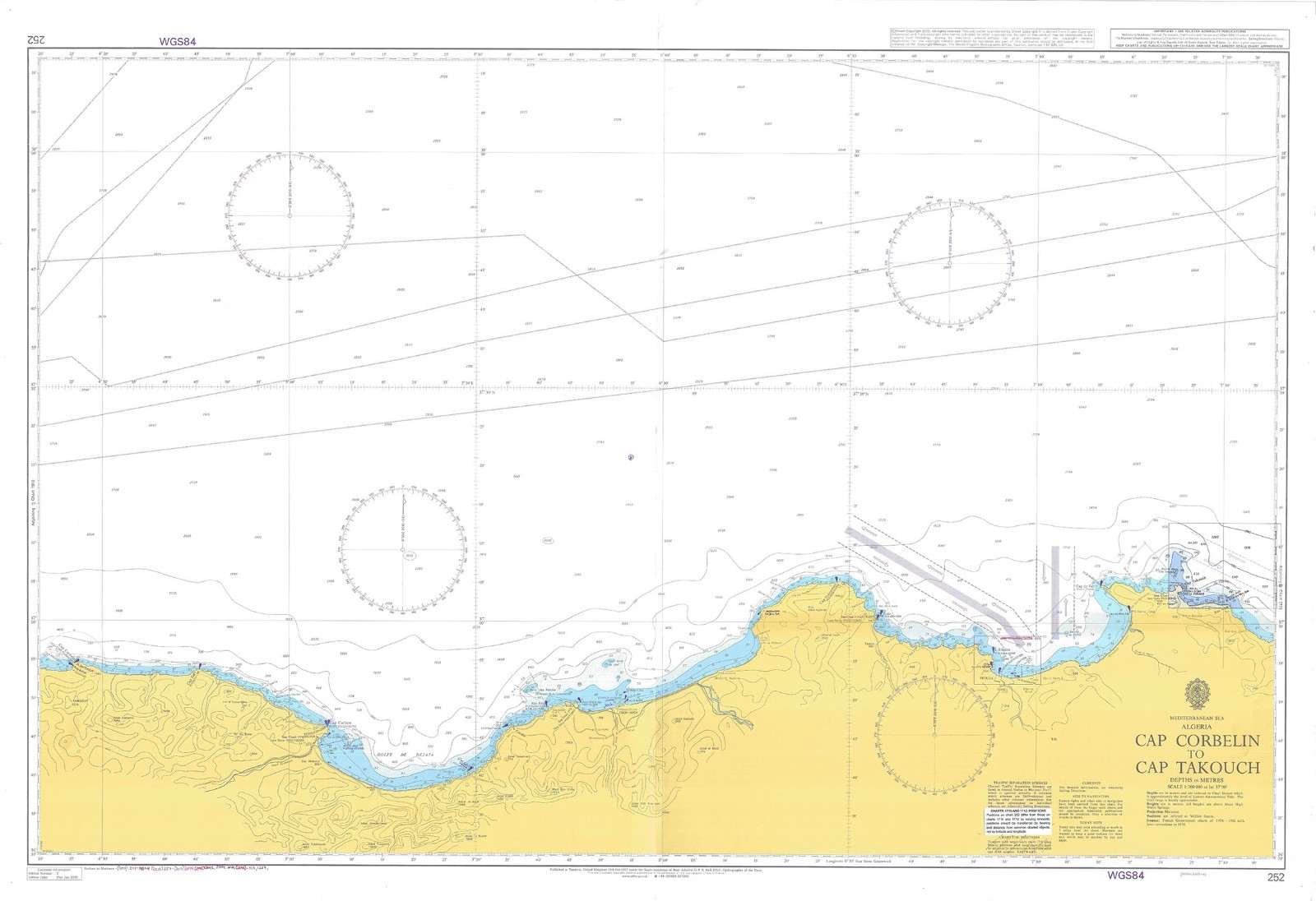 252 Mediterranean Sea Algeria Cap Corbelin Takouch Chart Map Maritime Admiralty