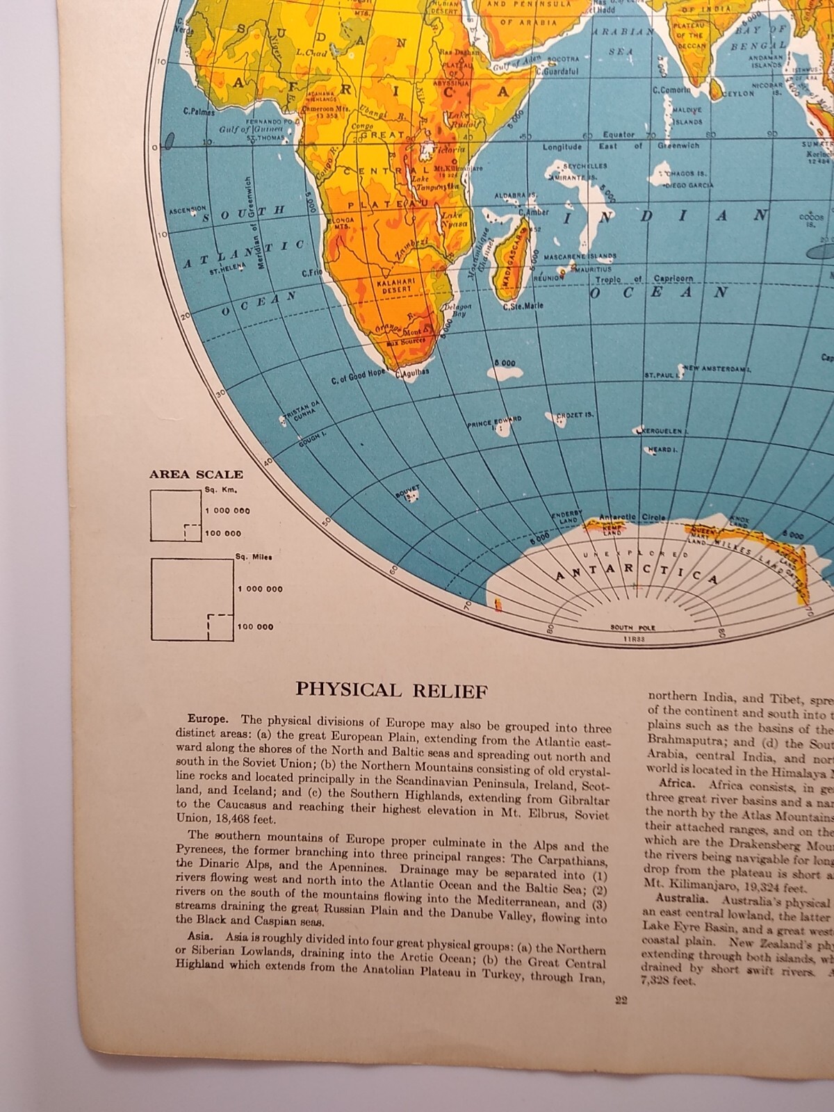 1937 Antique EASTERN HEMISPHERE Old Atlas Map – Rand McNally World Atlas
