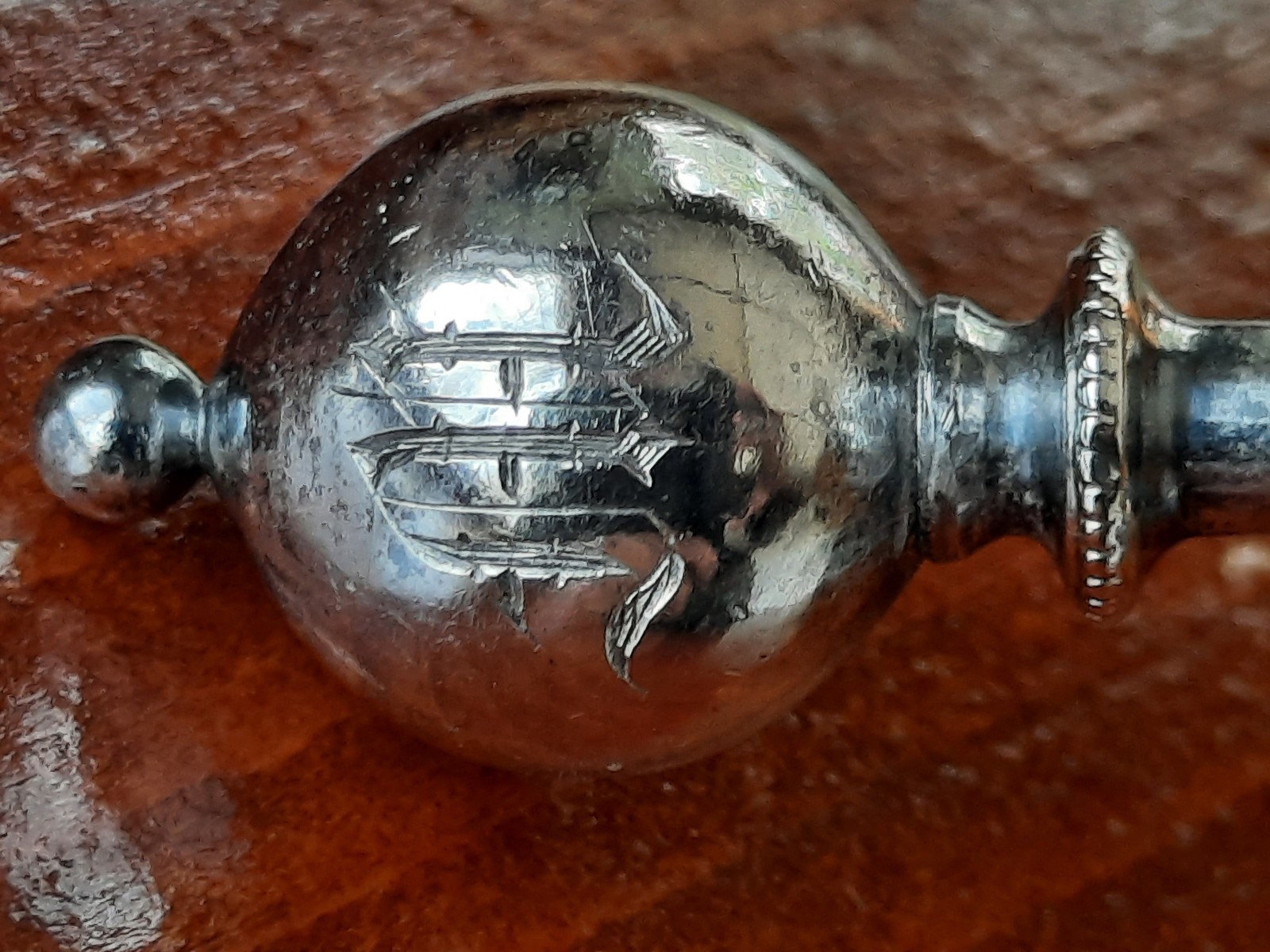 Sterling Silver George Sharp Ball End Medusa Spouted Ladle, Mono M