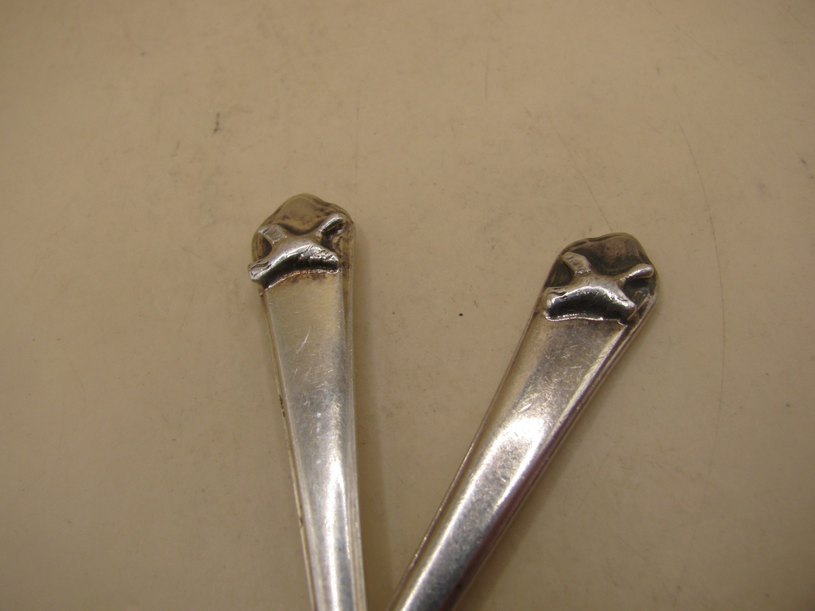 Vintage Pair Sterling Silver Spoon With Duck Crest / Game / Hunting / Shooting