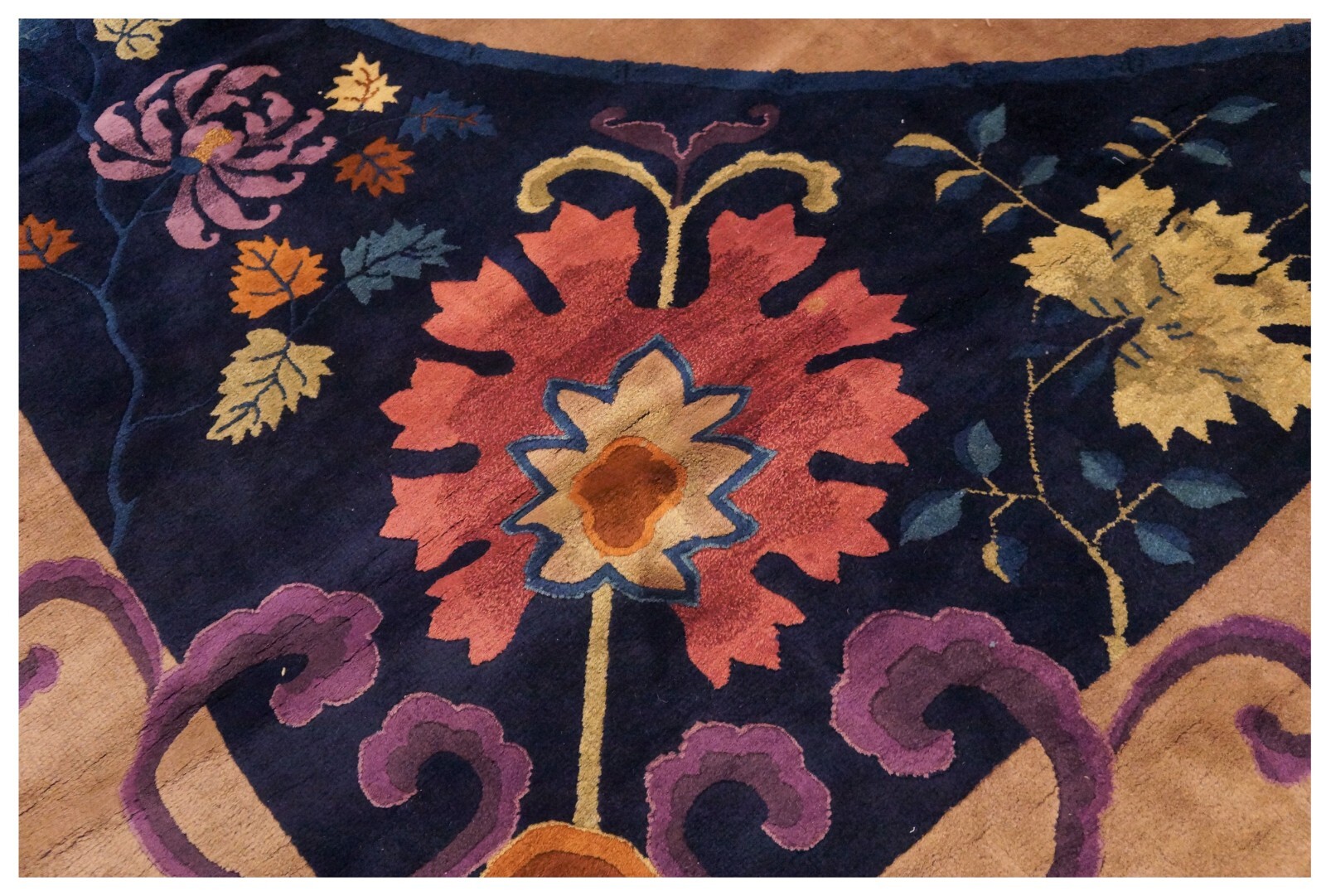 13×21 Antique Art Deco Art Nouveau Handmade Area Rug Rare Beige 388cm x 640cm