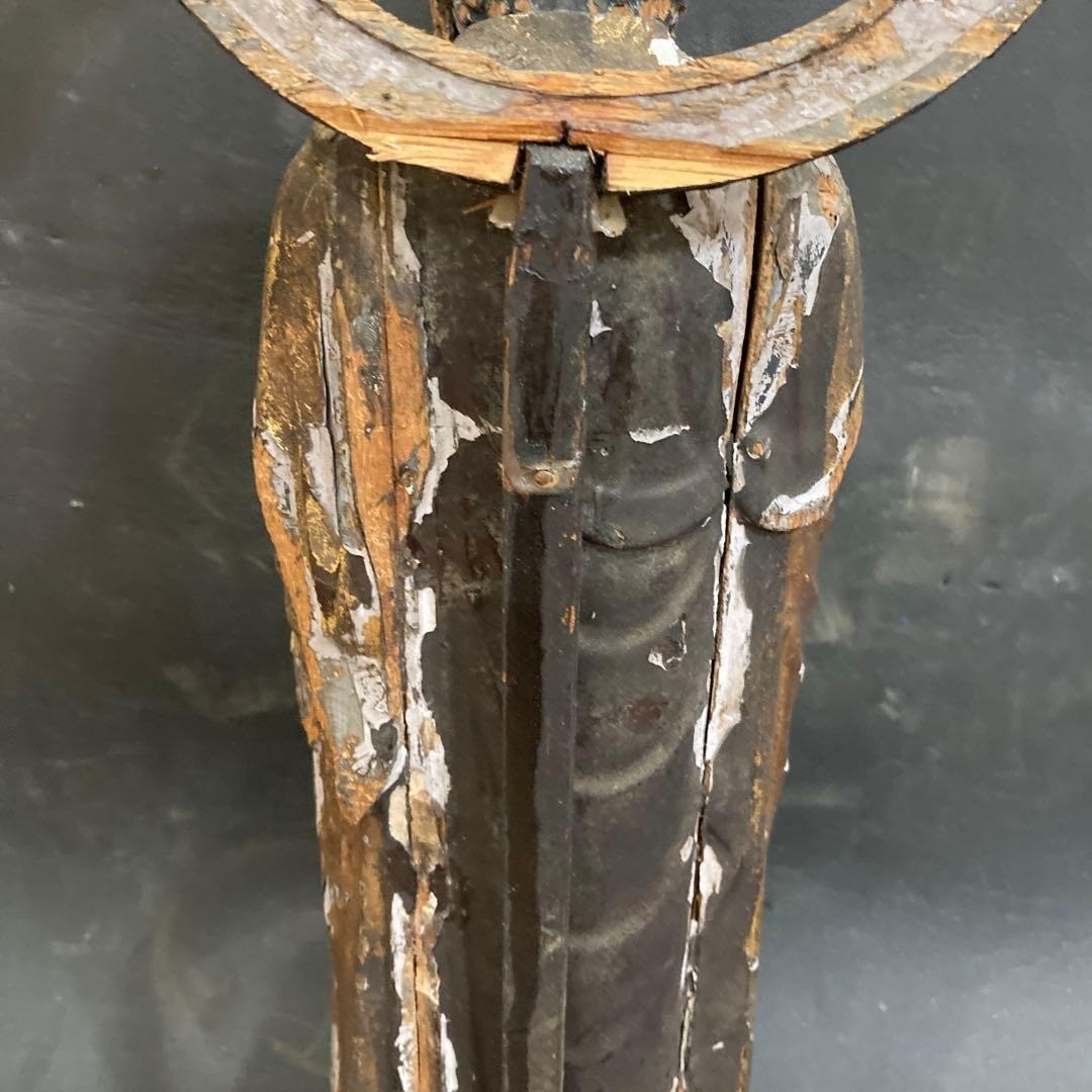 Japanese Antique Muromachi era Wood Carved Amida-Nyorai Amitabha Buddha Statue