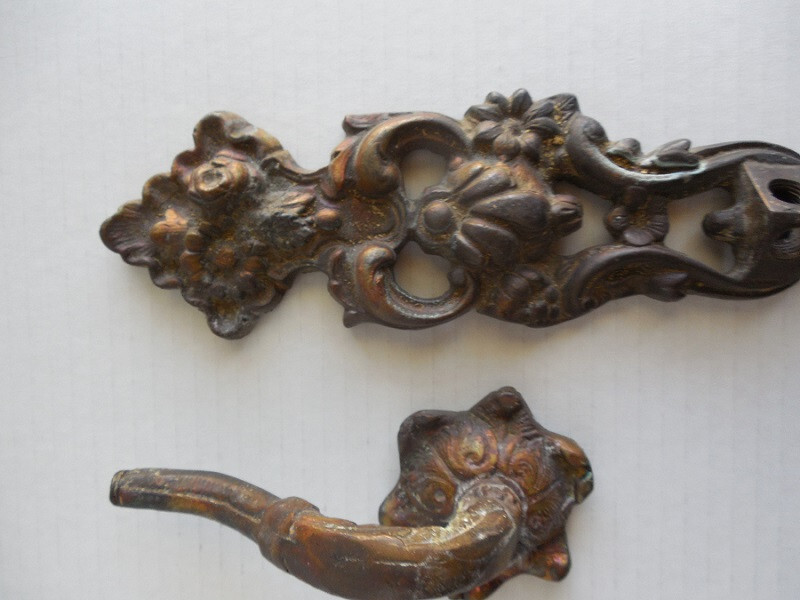 Antique Decorative Arts Hardware Element Ornate Detailed Bronze heavy 2 pcs