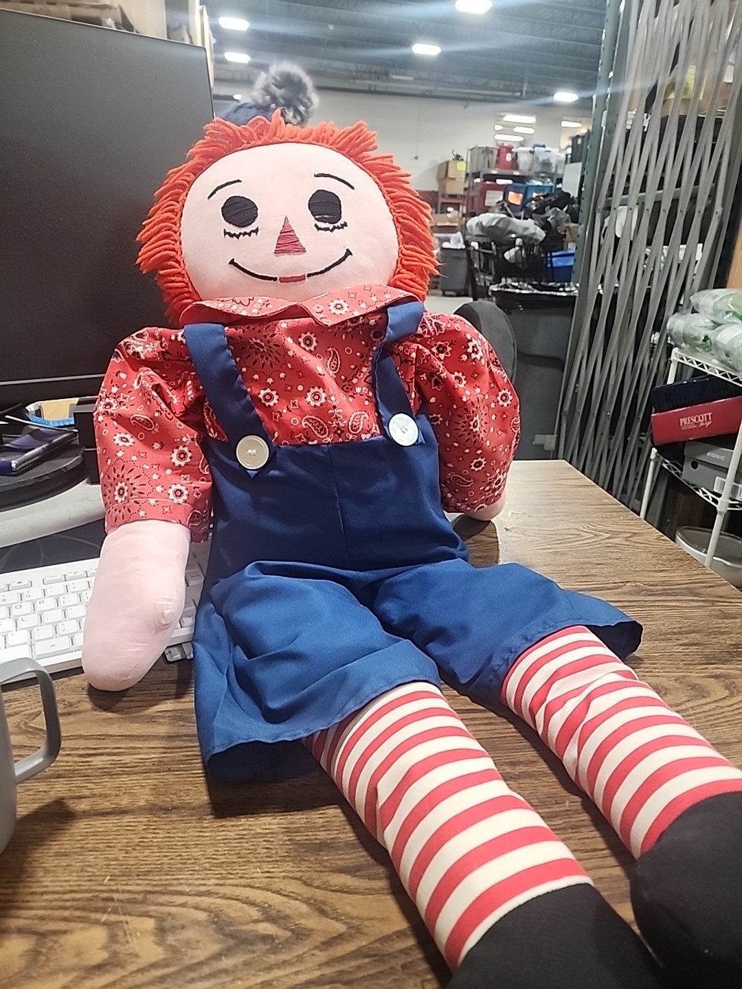 Vintage Large Raggedy Andy Plush Doll 36 Inches
