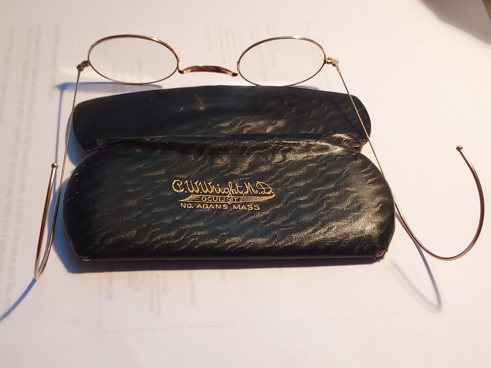A O American Optical 10k Solid Yellow Gold Wire Rim Eyeglasses-Spectacles W/Case