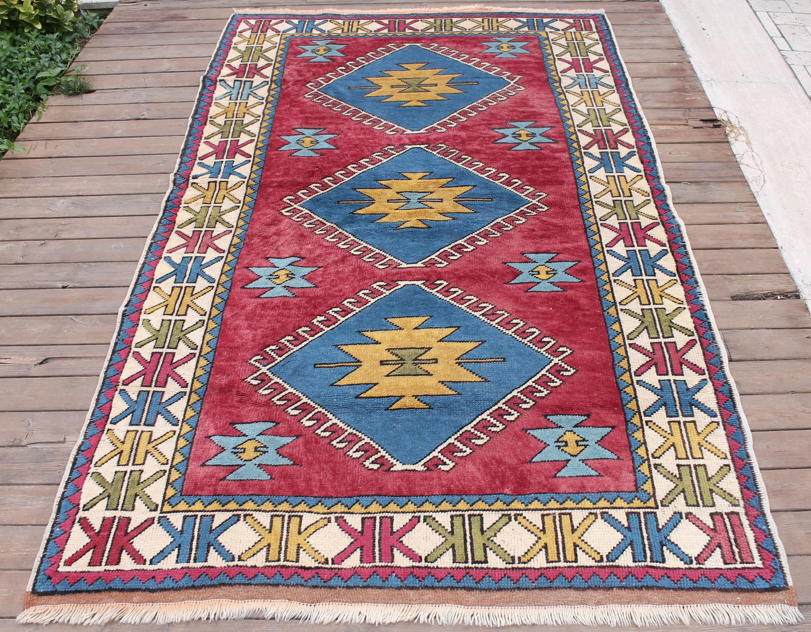 Turkish Rug 52”x87” Handwoven Kars Carpet 133x222cm Wool Rug Modern Design Rug