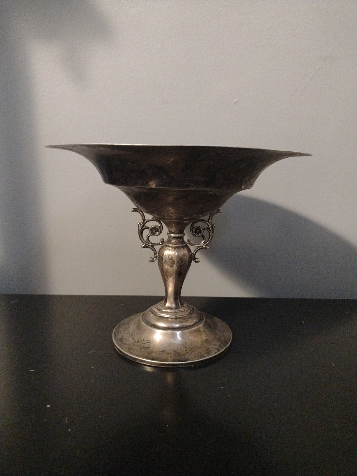 RARE Antique Unknown Mark Sterling Silver Candy Dish 7.75″ Diameter 15263 Aged