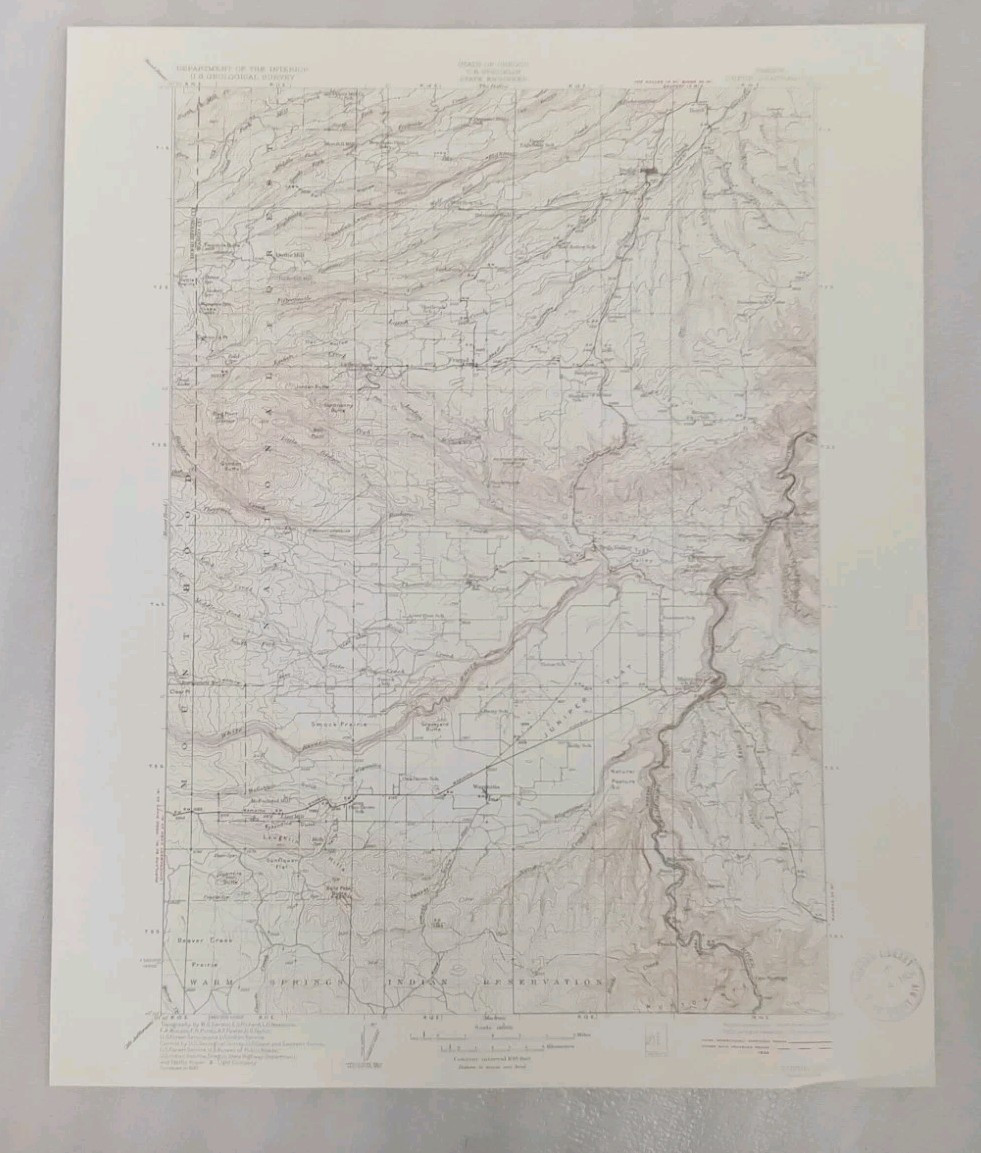 VINTAGE ORIGINAL DUFUR OREGON OR GEOLOGICAL SURVEY TOPO MAP TOPOGRAPHICAL 1934