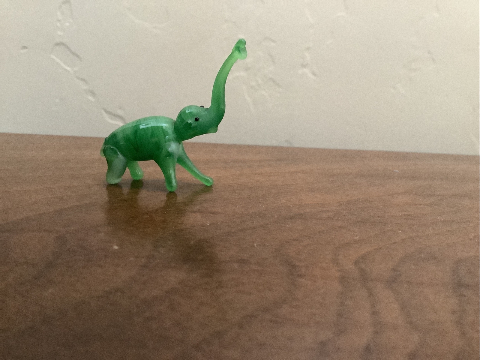 Small Vintage Chinese Jade Color Green Glass Elephant Carving