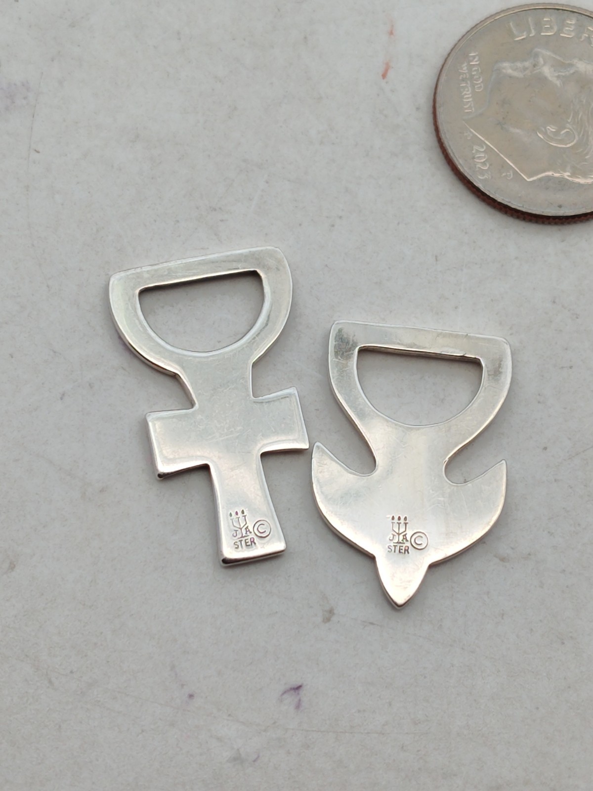 James Avery Sterling Silver Bookmark Cross & Dove Ends Only, No Ribbon