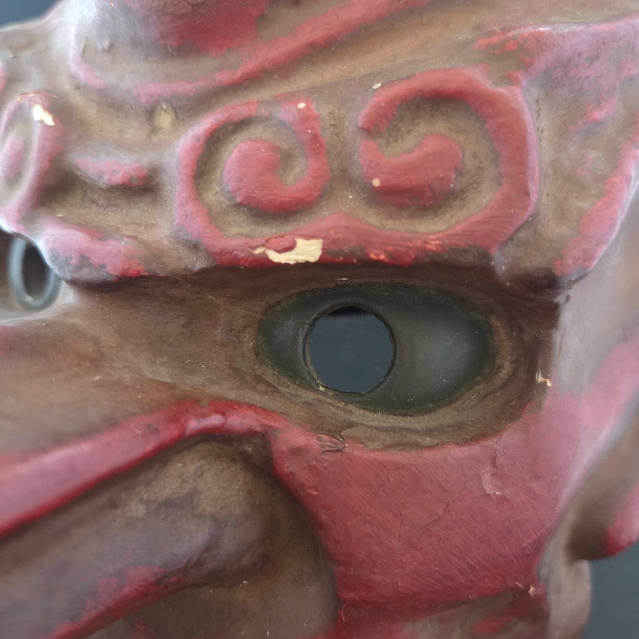 Japanese Vintage Clay Kagura Noh Mask TENGU 天狗 Old Kagura Mask L:20.5cm/8.0inch