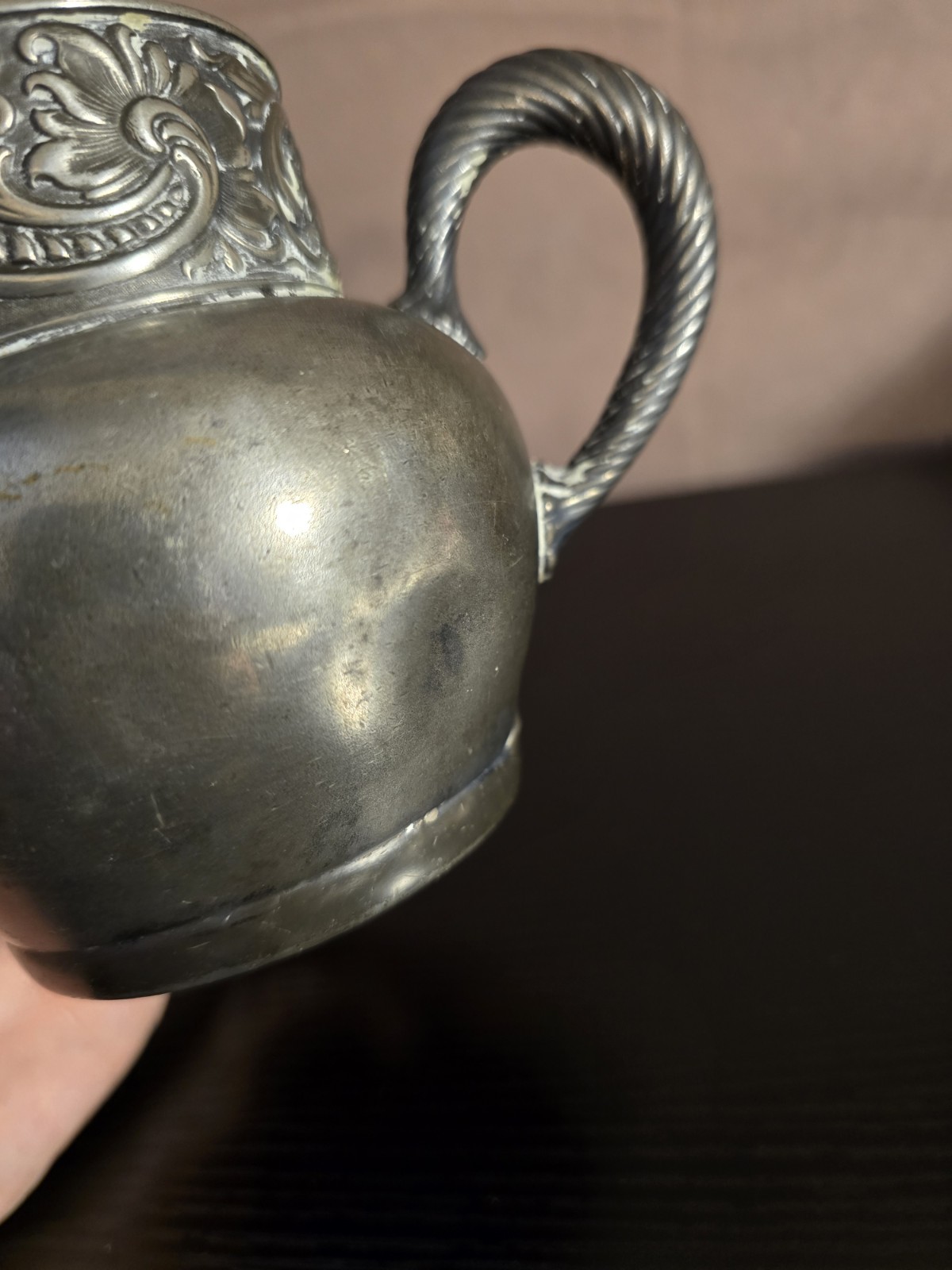 ANTIQUE ROGERS SMITH & CO SILVER PLATED VICTORIAN REPOUSSE CREAMER PITCHER