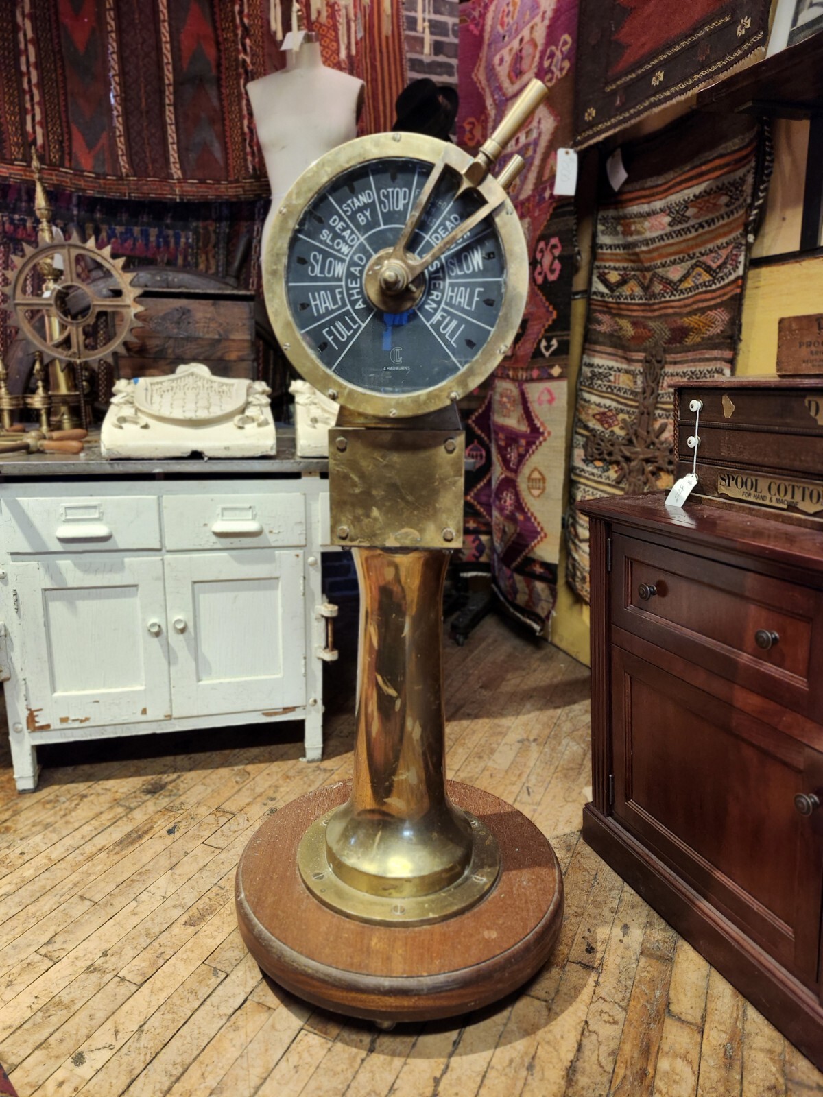 Chadburns Brass Ship Engine Order Telegraph Double Sided Rolling Base 52″