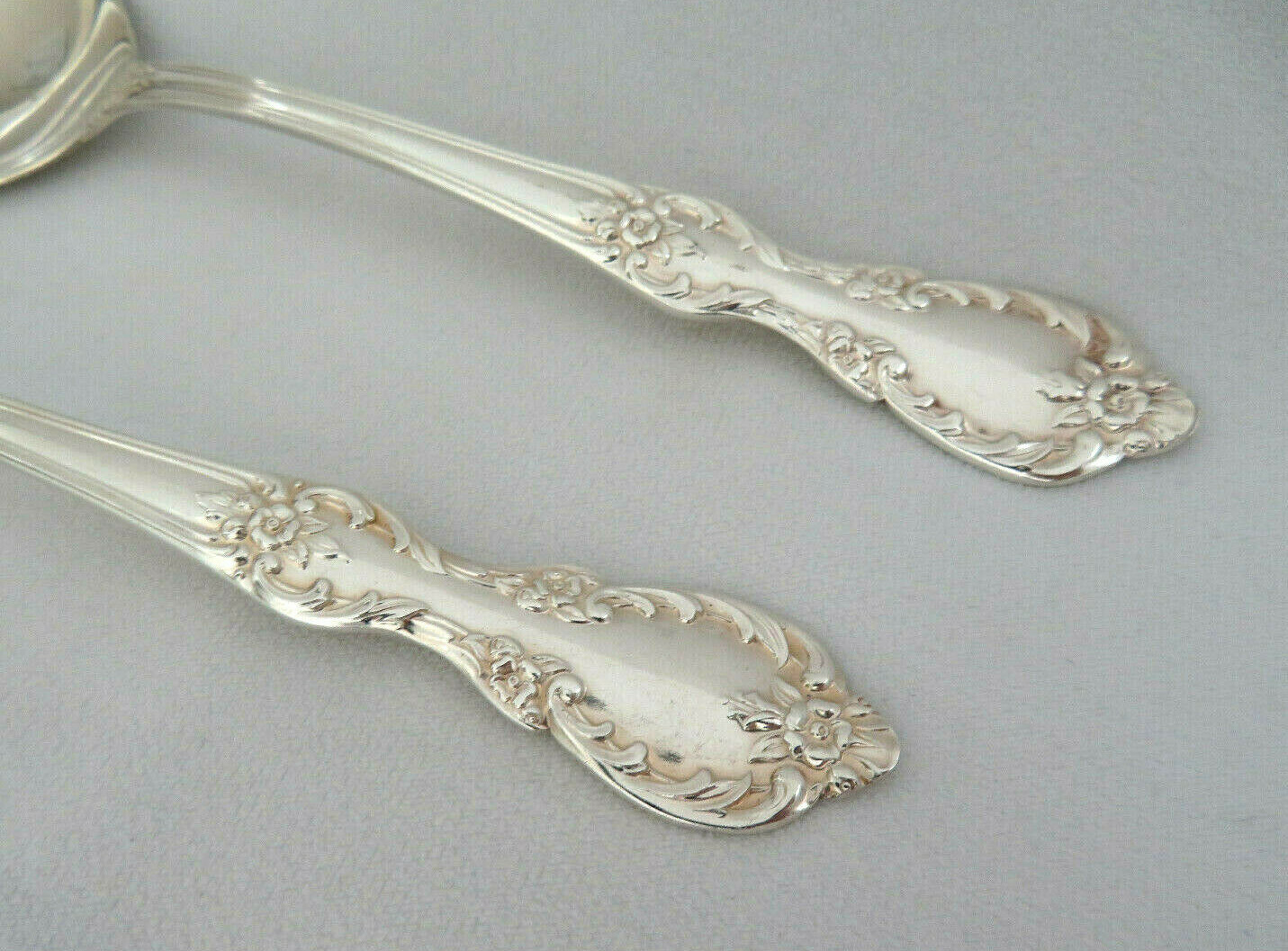 2 Piece Wm. Rogers “Grand Elegance” Silver Plate Meat Fork & Vegetable Spoon