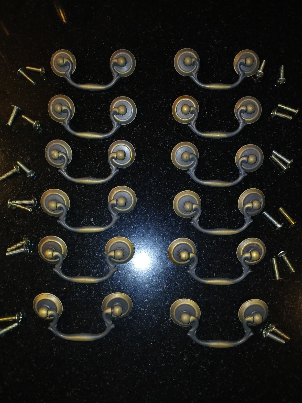 12 Brass and Metal Bail Drawer Pulls 2.5 Inches OC Aged Brass/Bronze Finish