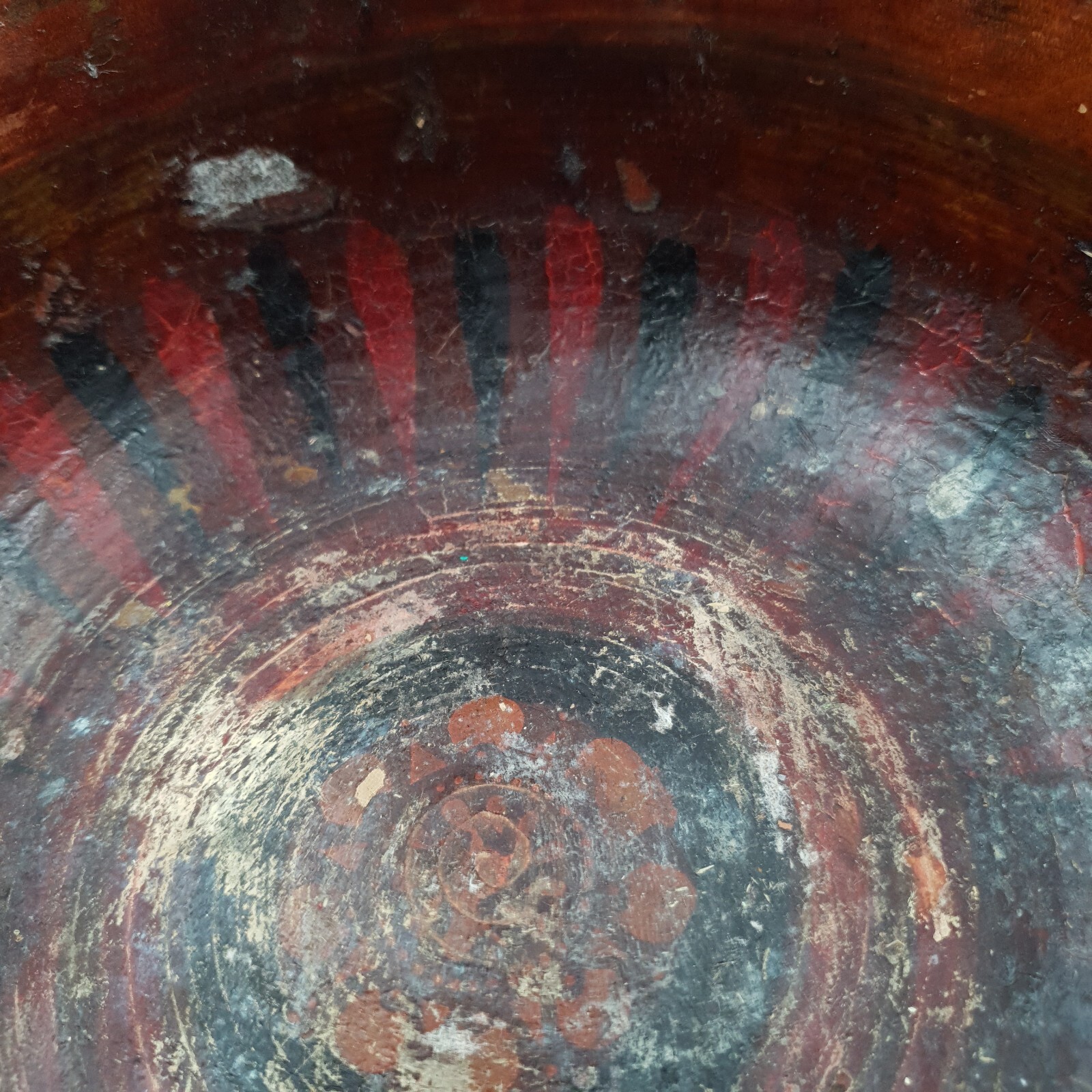 Baltic Bowl Original ‘Khokhloma’ Scumble Painted Birch Wood Wooden 19th Century