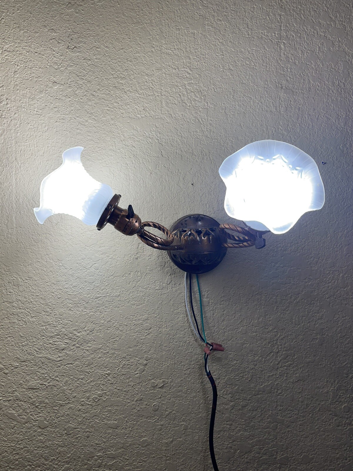 Vintage Copper Wall Light Fixture Scone Rope