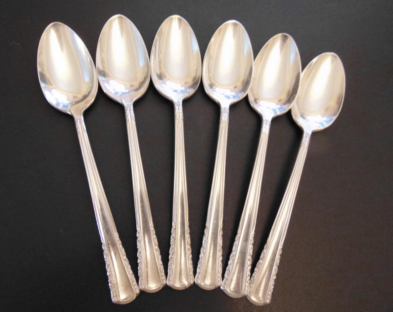 Holmes and Edwards MAY QUEEN Teaspoon Lot 6 Spoons Silverplate 1951
