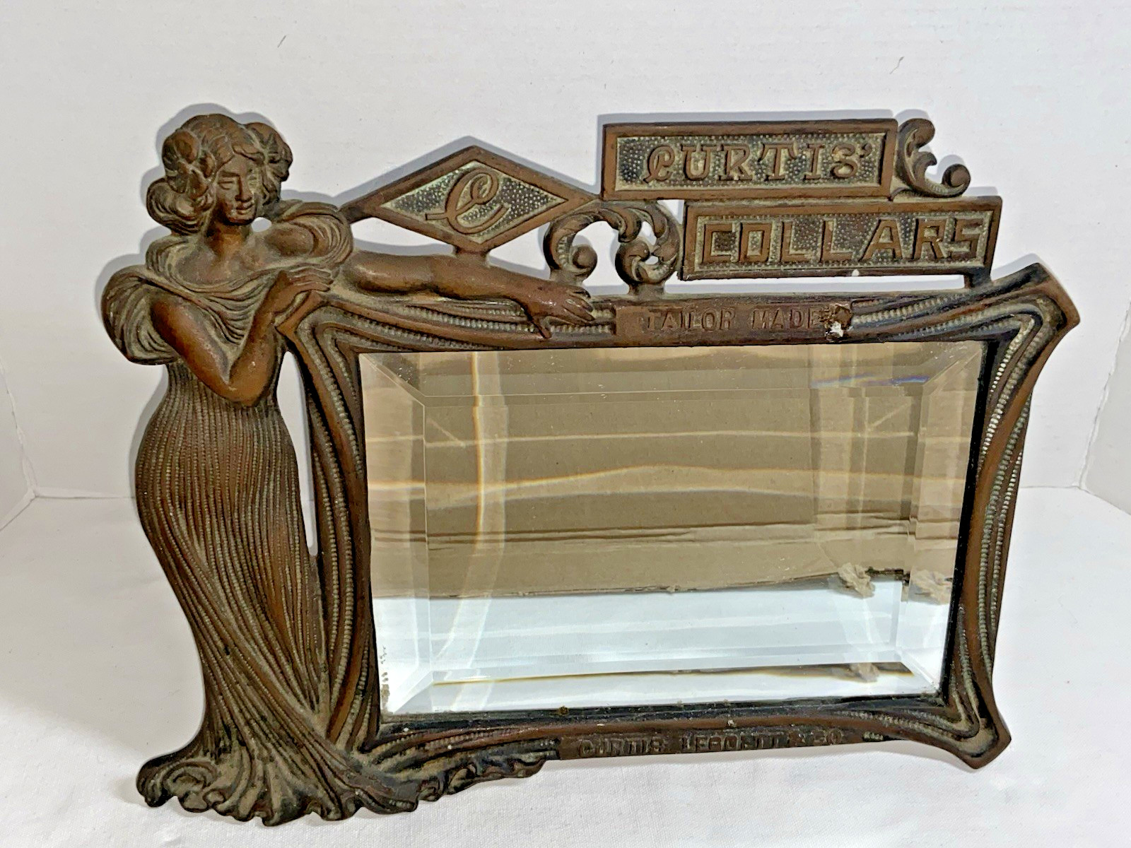 Antique HEAVY ART NOUVEAU CURTIS COLLARS LADY DESK MIRROR BRONZE/BRASS Advertisi