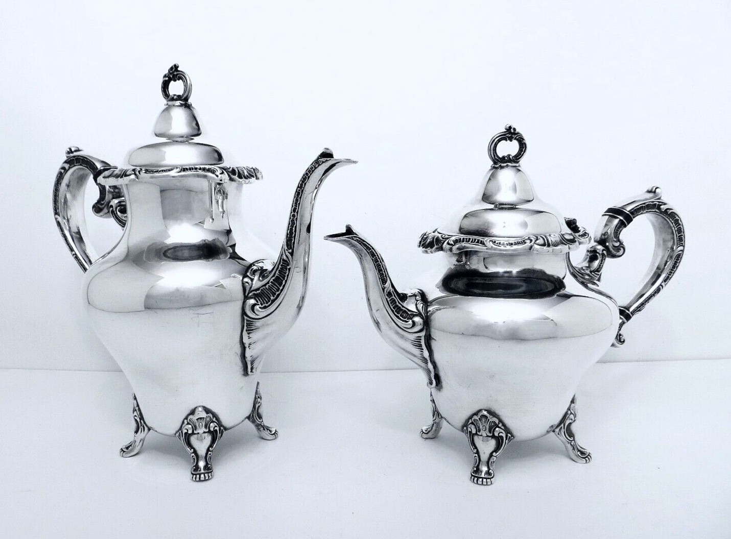1950 GORHAM ANCHOR STRASBOURG COURT MIDCENTURY ROCOCO SHELL COFFEE TEA SET 5PC