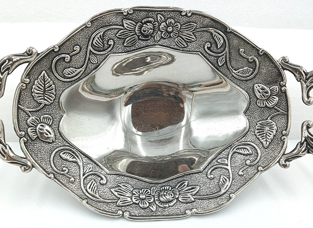 VTG Studio Silversmiths Silver Plated Serving Bowl, Dish, Tray Ornate Handles