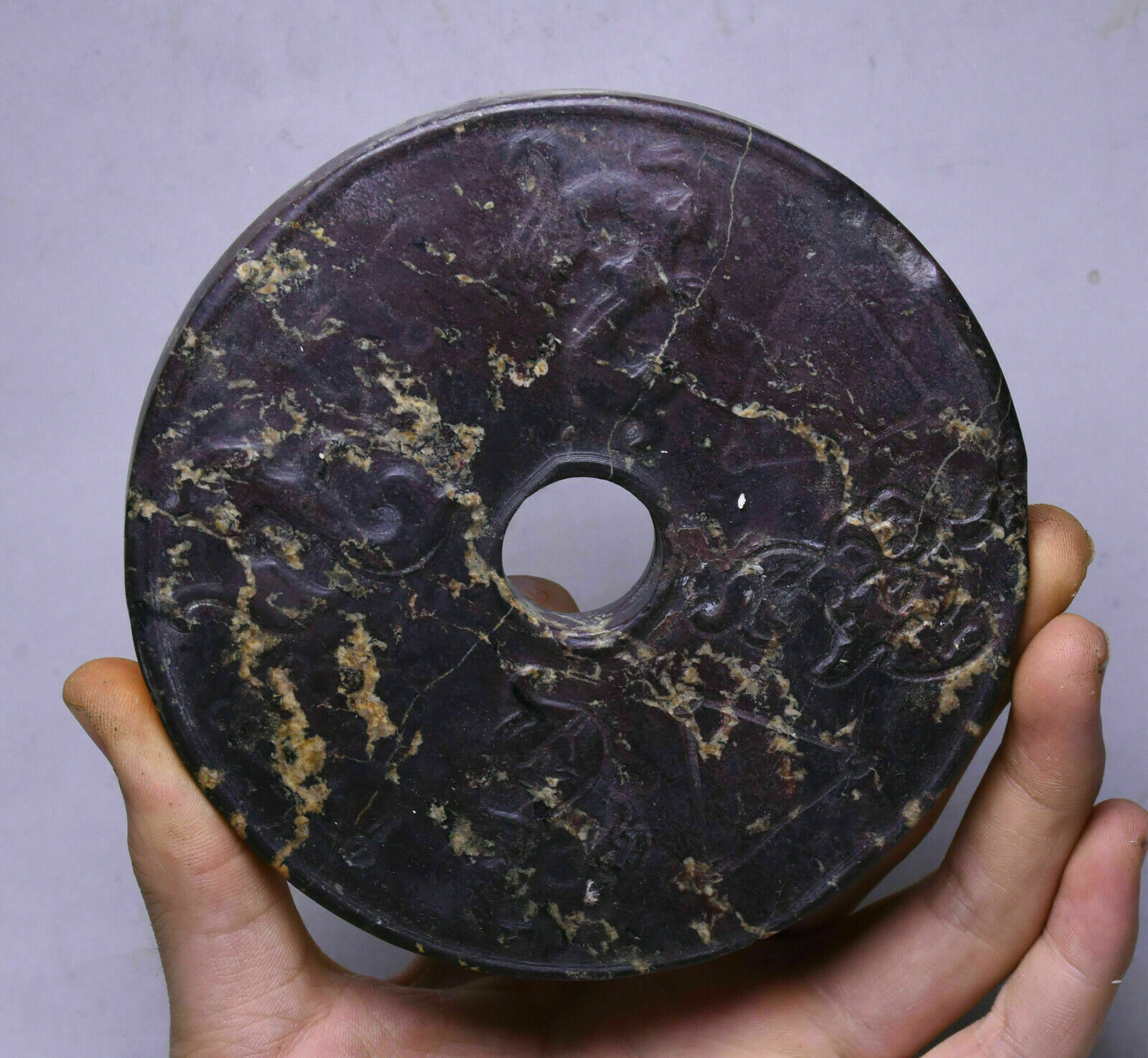12CM Chinese Hongshan Culture Jade Carving Dynasty Animal Beast Circular Yu Bi