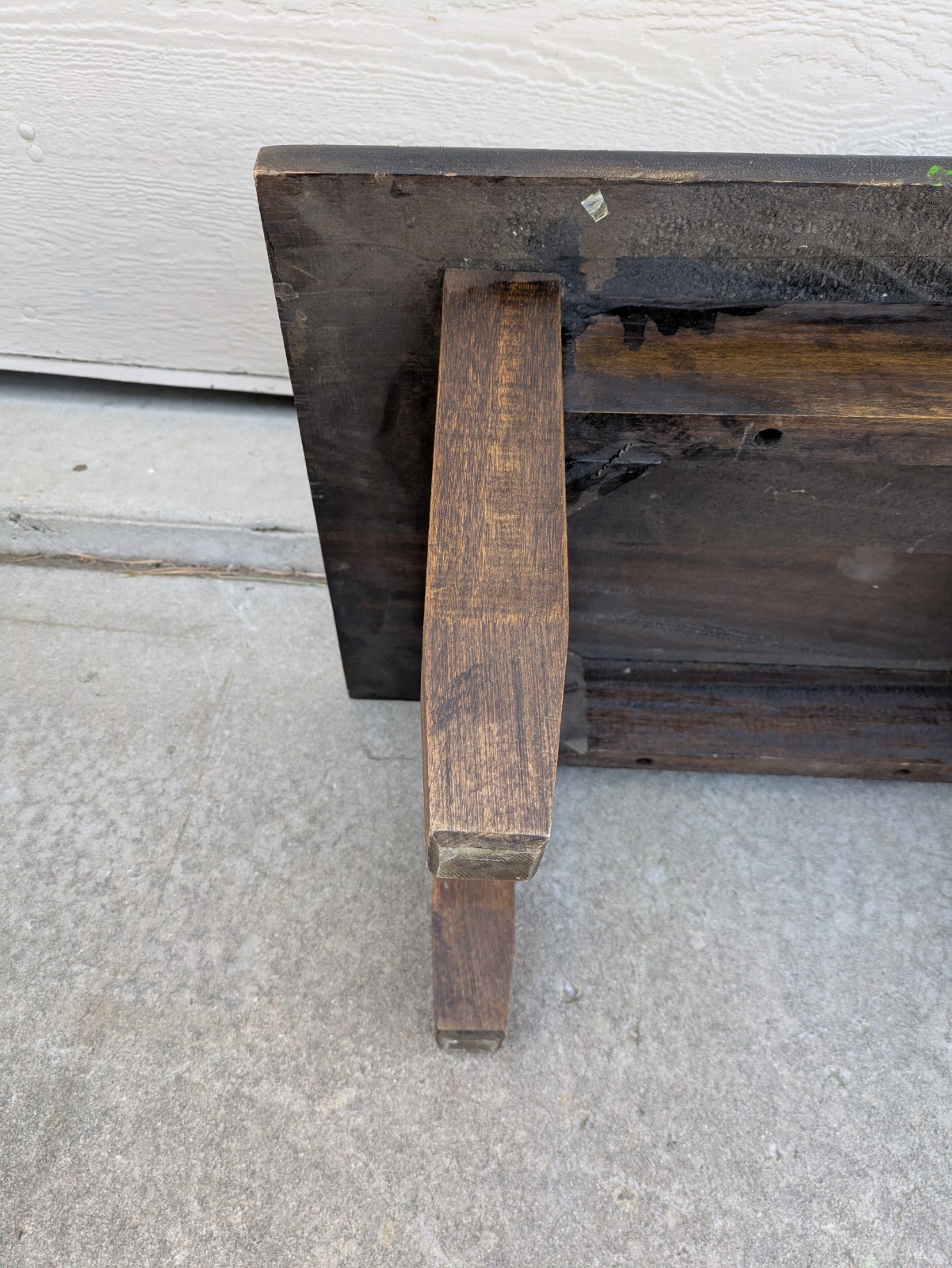 Vintage Rustic Solid Wood Low Floor Table Plant Stand Spanish Colonial Brutalist