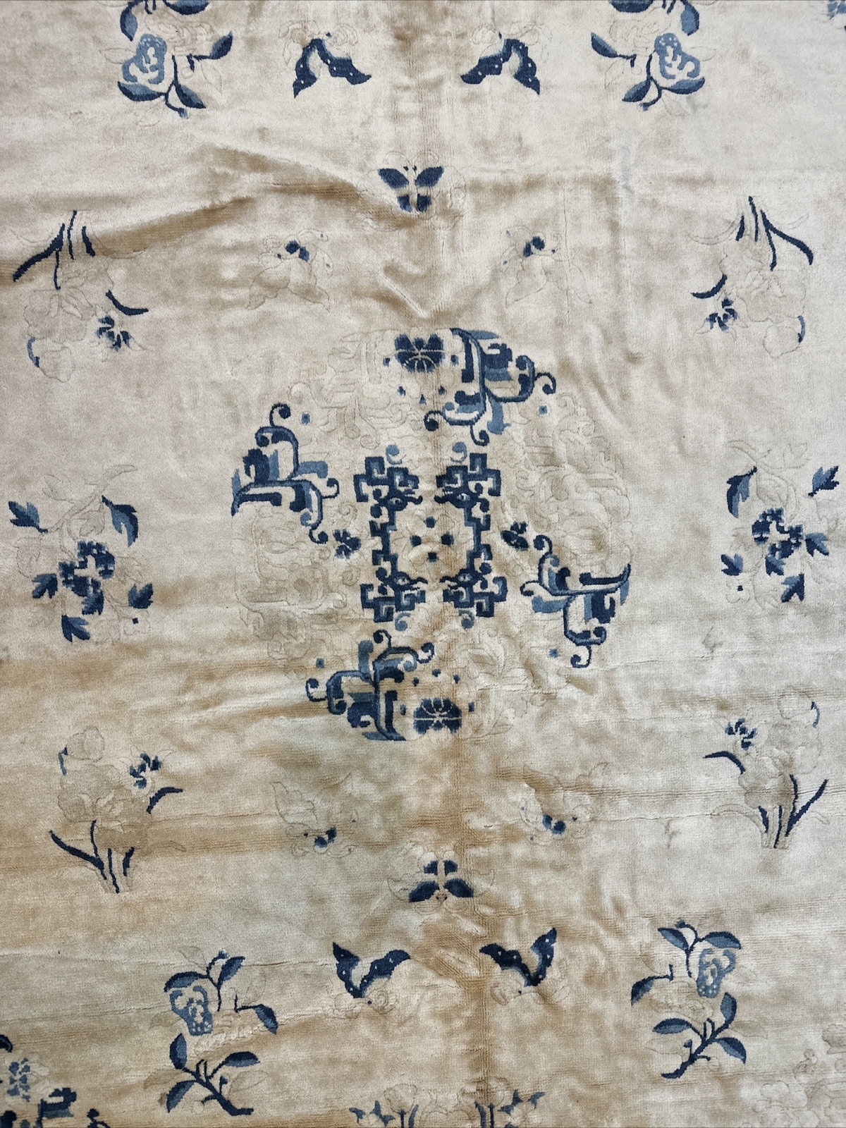 Vintage Antique Chinese Art Deco Oriental Rug Handmade Wool/cotton Floral (116)