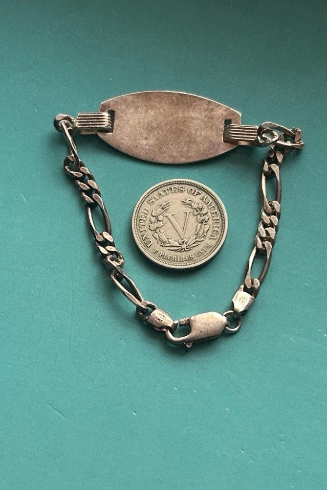 ID Bracelet Sterling Silver KKW Initials DNT Italy 925 Link Chain Nice