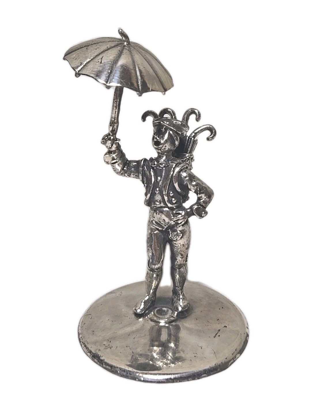Vintage Italian 925 Sterling Silver Miniature Umbrella Seller Man Boy 2″ 19 gram