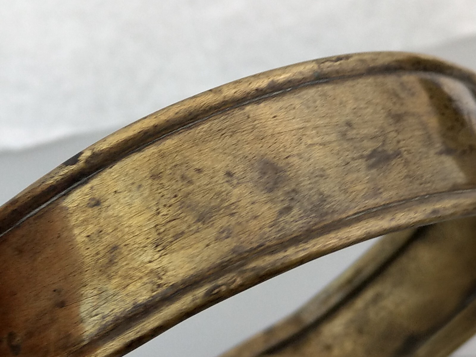 Early English sheet brass dog collar, 18th century, engraved H. Hall Newark
