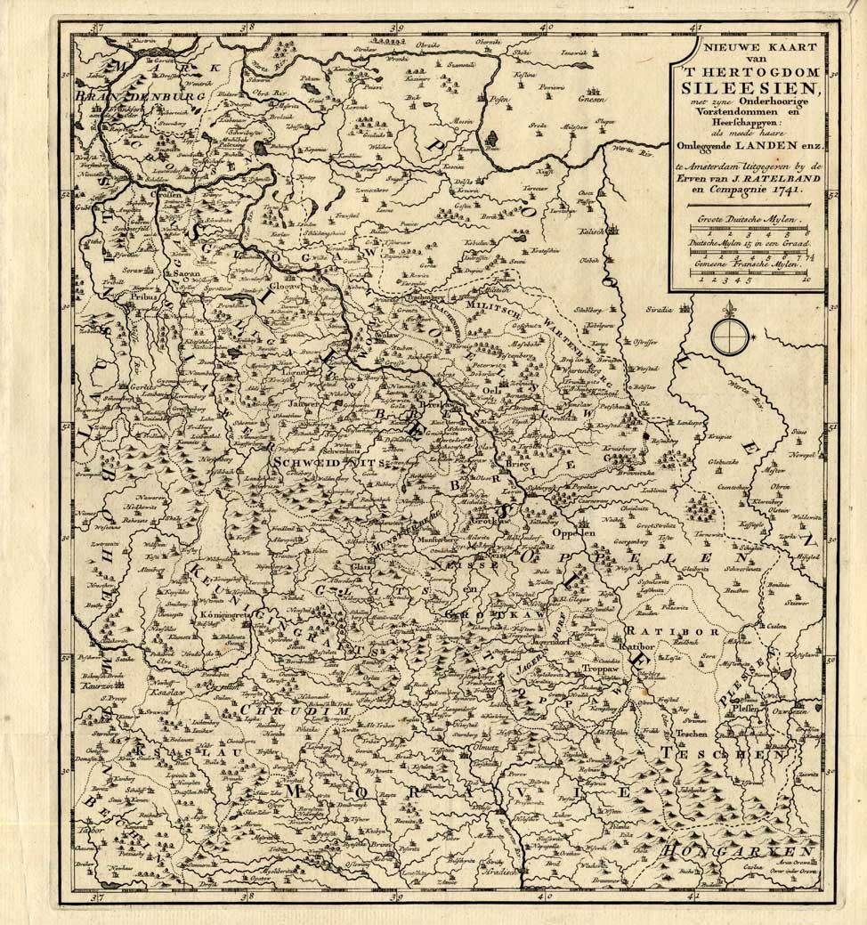 Antique Map-SILESIA-GERMANY-MORAVIA-EUROPE-Weege-1753