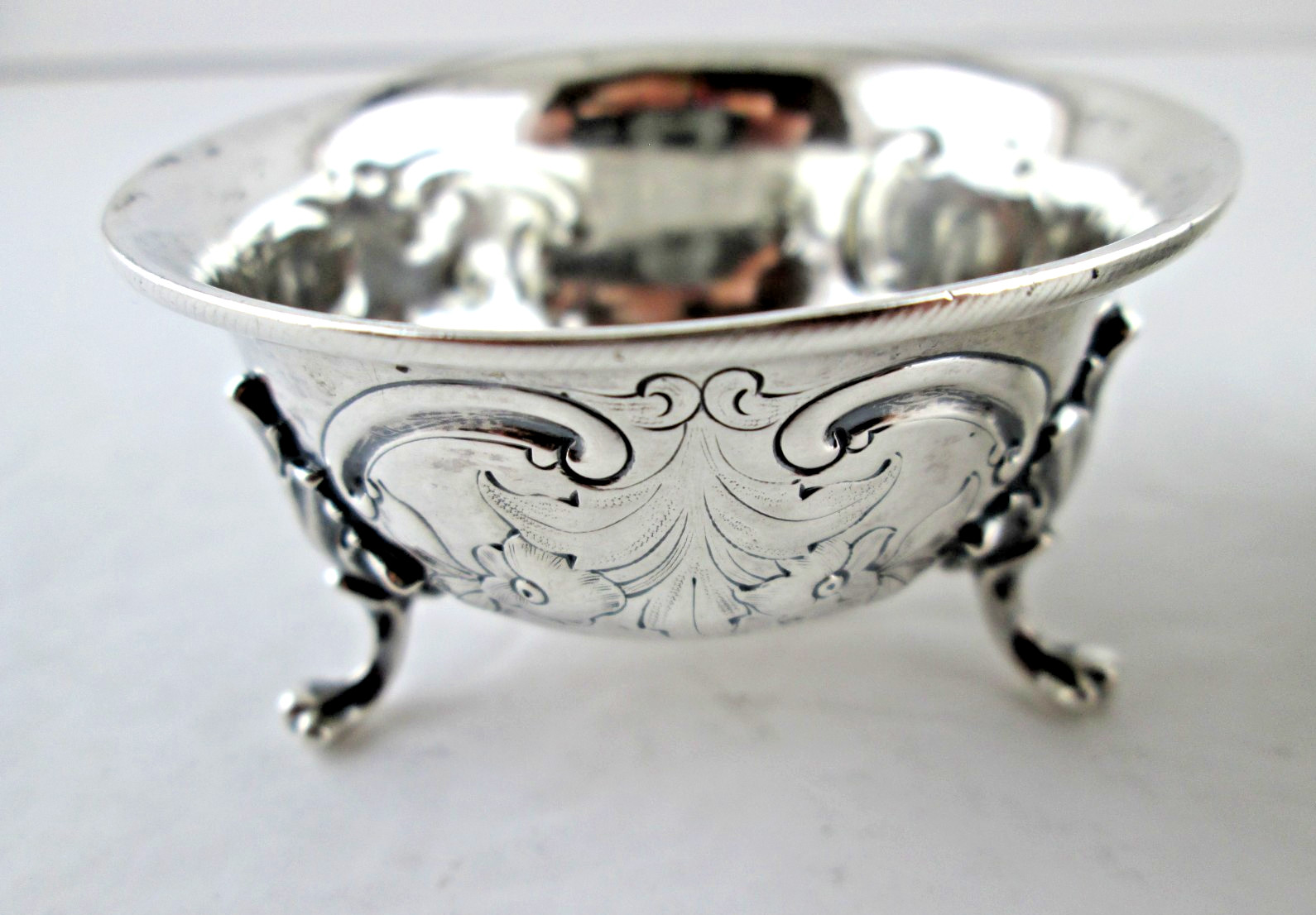 Gorham Pair Antique Coin Silver Footed Salt Dishes