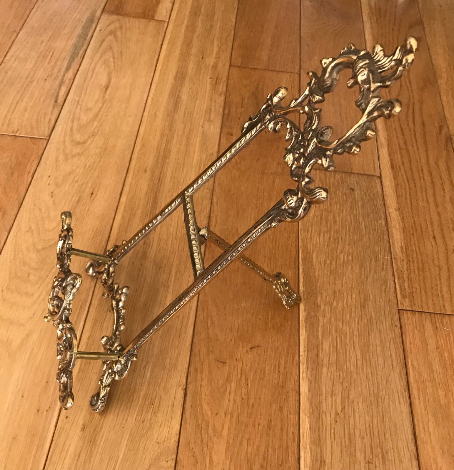 Antique Rococo Style Solid Brass Easel 40cm x 19cm x 6.5cm (Above Cages)