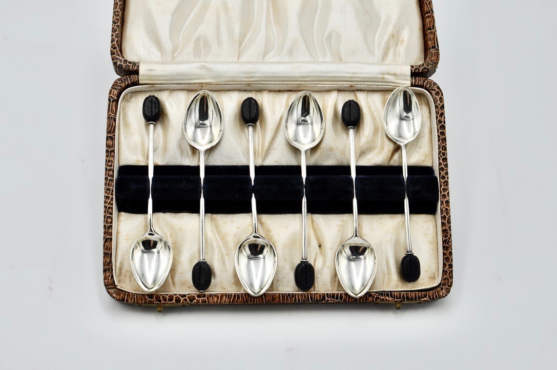 Sterling Silver Coffee Bean Demitasse Spoons – Set of 6