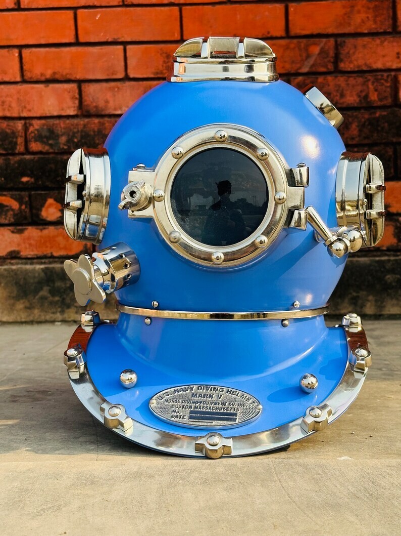Antique Finish mark V divers helmet US navy Scuba diving helmet Deep Blue marine