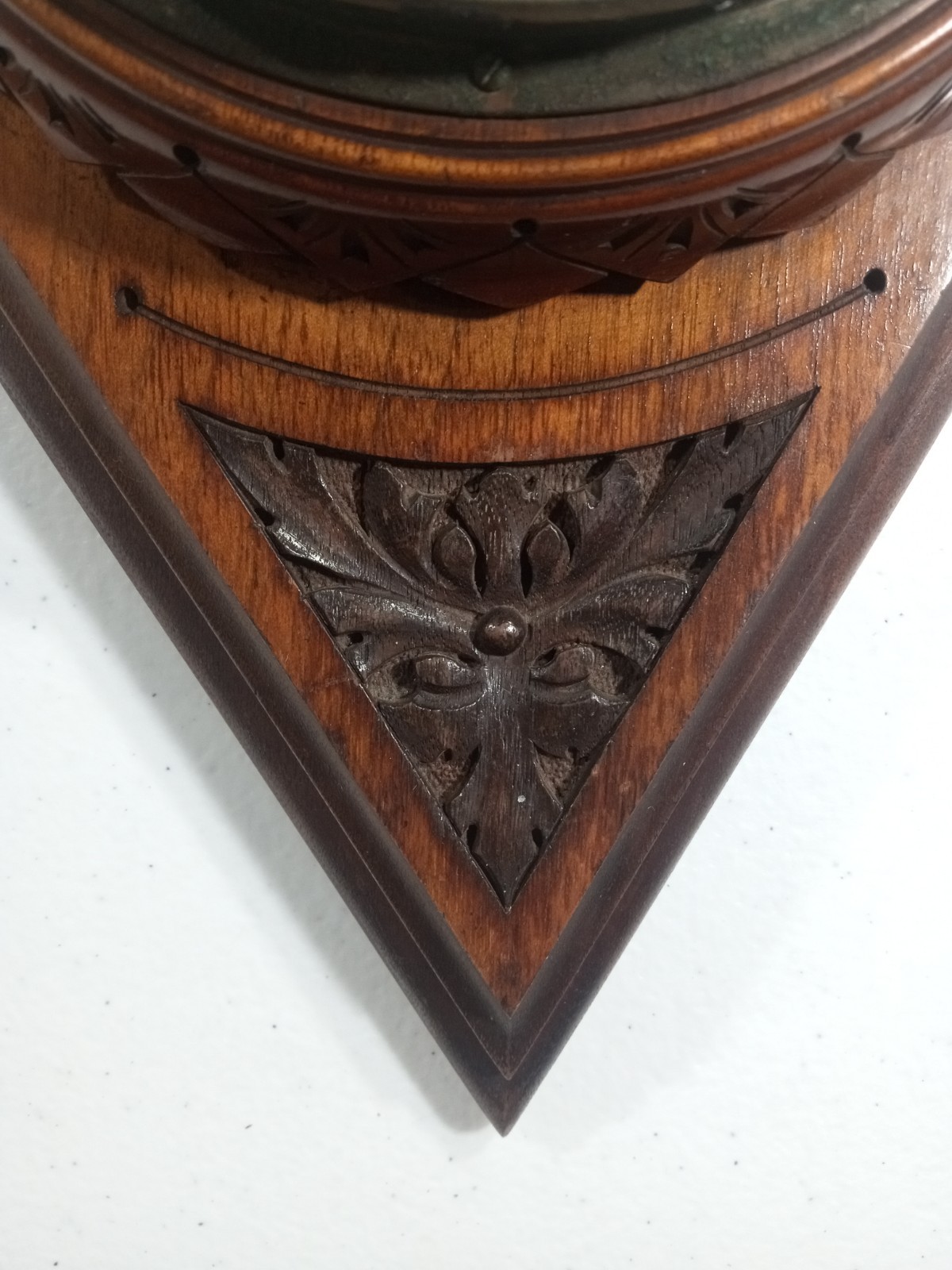 Rare Antique Scottish Barometer Motherwell Scotland Wiseman Carved Inlaid Wood